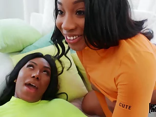 Ebony Girlfriend and Side Chick Share His Hard Wiener