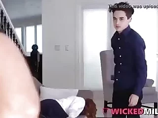 Dirty Mom Blows Stepson’s Cock And Fucks Him And Girlfriend Joins